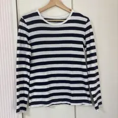 MUJI 無印良品 長袖カットソー ストライプ 紺×白 Mサイズ