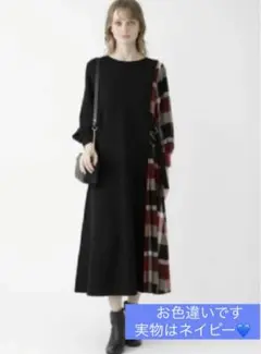 ブルーレーベルクレストブリッジ　ワンピース　サイドベルト　チェック柄