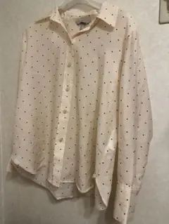 H&M ドット柄 長袖シャツ ブラウス アイボリー Mサイズのサムネイル
