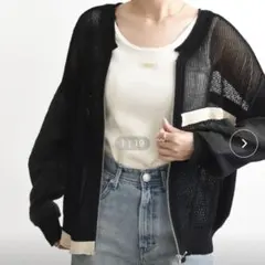 エイミーロウ⭐︎美品メッシュニット ジップアップ カーディガン ブラックのサムネイル