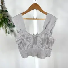 T1144 グレイル　ビスチェ　レイヤード　L グレー　　重ね着　ニット　美品