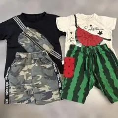 キッズ服 2点セット カモフラ柄 スイカ柄のサムネイル