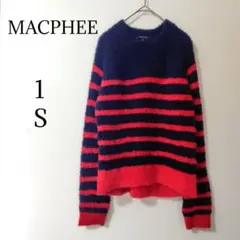 MACPHEE 赤とネイビーのストライプ ニットセーター 長袖 1 S