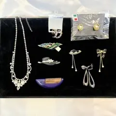 イヤリング・ブローチ・ネックレス　9点セット　レトロファッション