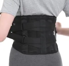 【新品】腰 サポーターベルト 通気性 強力固定　腰楽コルセット 男女兼用　黒