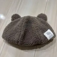 クマ耳付きフリース帽子 ブラウン