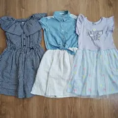 美品☆　130　ユニクロ　ワンピース　チュール　ギンガムチェック　３枚セット