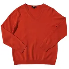 ユニクロ　カシミヤVネックセーター　オレンジ　XL