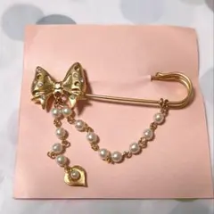 BABY THE SHINE BRIGHT リボン パール ブローチ ゴールド