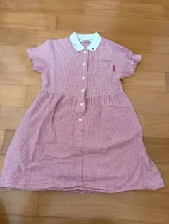 familiar 半袖ワンピース ギンガムチェック 赤 120