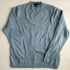 【LANDS'END】 Vネックニット M くすみブルー