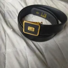 dunhill 黒 レザーベルト 金色バックル