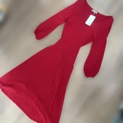 新品タグ付き　スコットクラブ　ロングニットワンピース　レッド