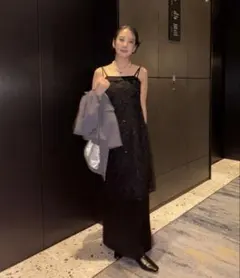 ANDRESD サテンミニマルドレス　レースドレス【2点セット】