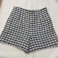 ZARAツイードチェック柄 ハイウエストショートパンツのサムネイル