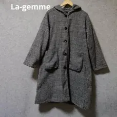 La-gemme フード付きチェック柄チェスターコート