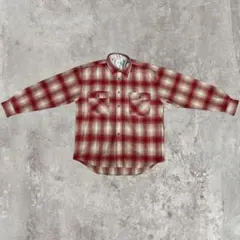 古着　オンブレチェック ヘビーネルシャツ 赤