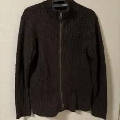 GAP ギャップ フルジップ ニット パーカー セーター 霜降り ツイード調 M