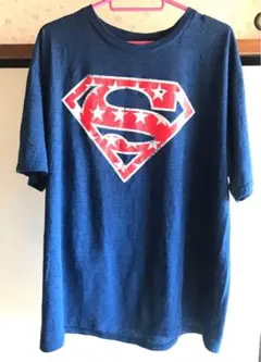 【古着】スーパーマン DCコミックス プリントTシャツ ネイビー XL