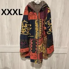 エスニック 総柄 裏ボア アウター 【XXXL】 海外古着 ジャケット