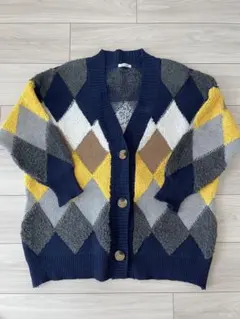ダイヤモンドパターン カーディガン