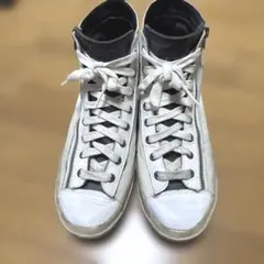 ディーゼル　ホワイト ハイカットスニーカー サイドジッパー