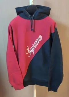 Supreme 刺繍ロゴ パーカー レッド×ネイビー