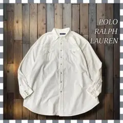 ラルフローレンRALPH LAUREN長袖シャツブラウス白ホワイト系9M美品 