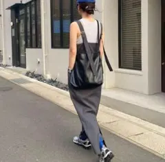 ボンジュールサガン　ハイウエストロングジャンパースカート　グレー