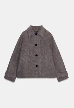 【完売品】ZARA クロップド丈ウールコート ブラウン　XS