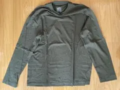 無印良品 紳士 起毛クルーネック長袖Tシャツ L ダークグリーン