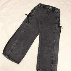 グレー デニム サイドレースアップパンツ