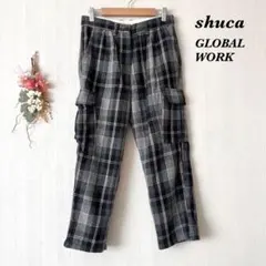 shuca シュカ パンツ カーゴ ワーク チェック柄 ウール混 シック (L)のサムネイル