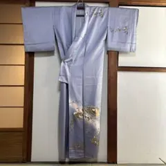 【訪問着】付け下げ訪問着　1ッ紋縫紋　藤色　綸子8E-008