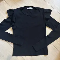 ZARA KNIT ブラック フリル長袖トップス M