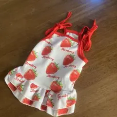 小型犬用　いちご柄フリル犬用ドレス