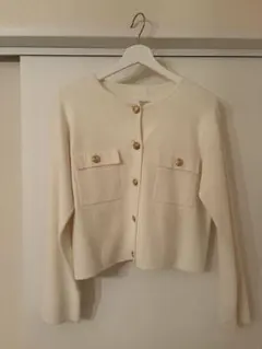 H&M ゴールドボタン カーディガン ホワイト