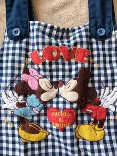 ミッキー刺繍チェック柄エプロン