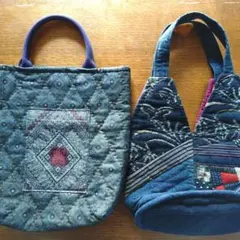 り*ご様 大島紬のバッグと古布のバッグ　2点セット