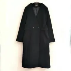 Demi-Luxe BEAMS ノーカラーVネックコート ブラック