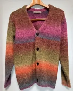 新品タグなし◼️ナノユニバース　スペースダイボーダーワイドカーディガン　S