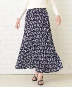 Lace Ladies 小花柄プリーツフレアロングスカート マキシ丈