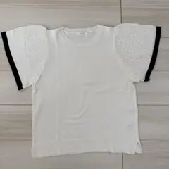【美品】grove 半袖 ニット トップス ホワイト Mサイズ