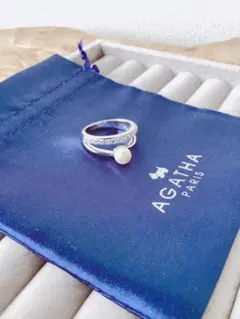 【AGATHA】指輪11号　925シルバー　真珠パール&キラキラビジュー　アガタ