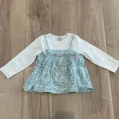 プティマイン　水色花柄チュニック風カットソー