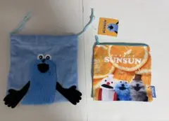 パペットスンスン ふわふわ巾着➕スクエアポーチ　2点セット