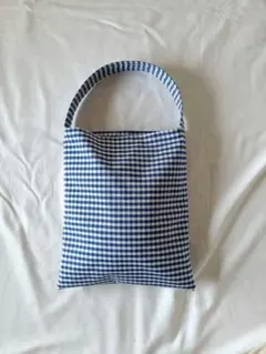 チェック　ワンハンドル　トートバッグ