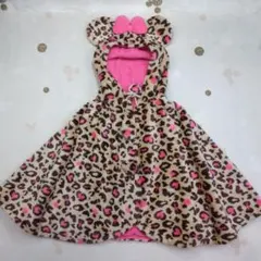 【TDR】ミニーのヒョウ柄ポンチョ◇F/a502　ポーチ　防寒　冬