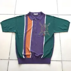 90s ELCO フルデコ 刺繍 ニット カットソー ヴィンテージ マルチ Ｍのサムネイル