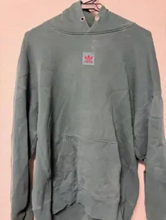 adidas アディダス パーカー L 緑 刺繍ロゴ 古着